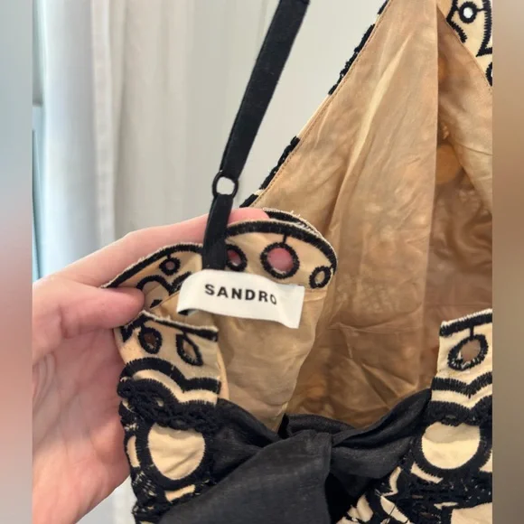 NWT Sandro Mathildana Eyelet Cutout Dress size FR 40 / US 8 - Picture 9 of 11